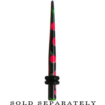 BodyCandy 8G Black Acrylic Red Cherry Logo Taper — detail close-up