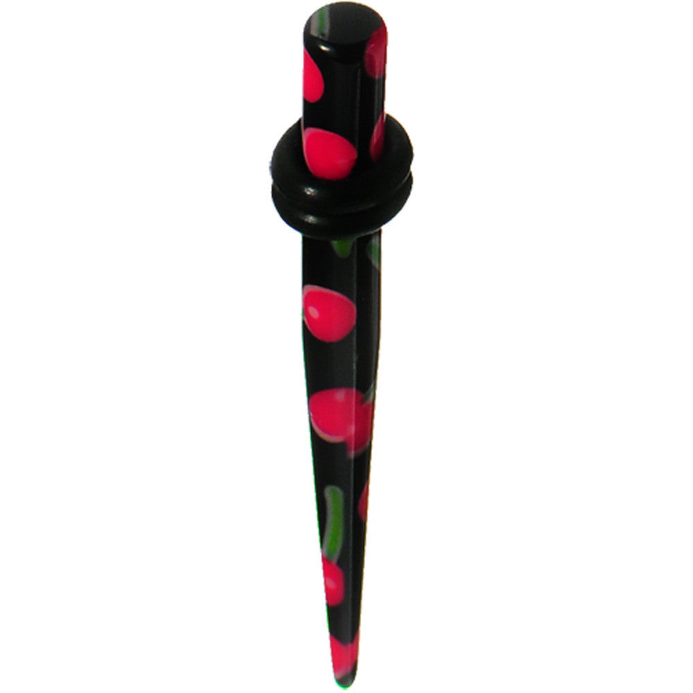 BodyCandy 6G Black Acrylic Red Cherry Logo Taper — main product shot