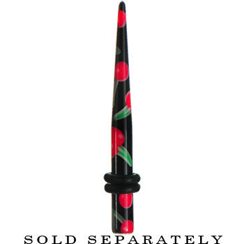 BodyCandy 6G Black Acrylic Red Cherry Logo Taper — detail close-up