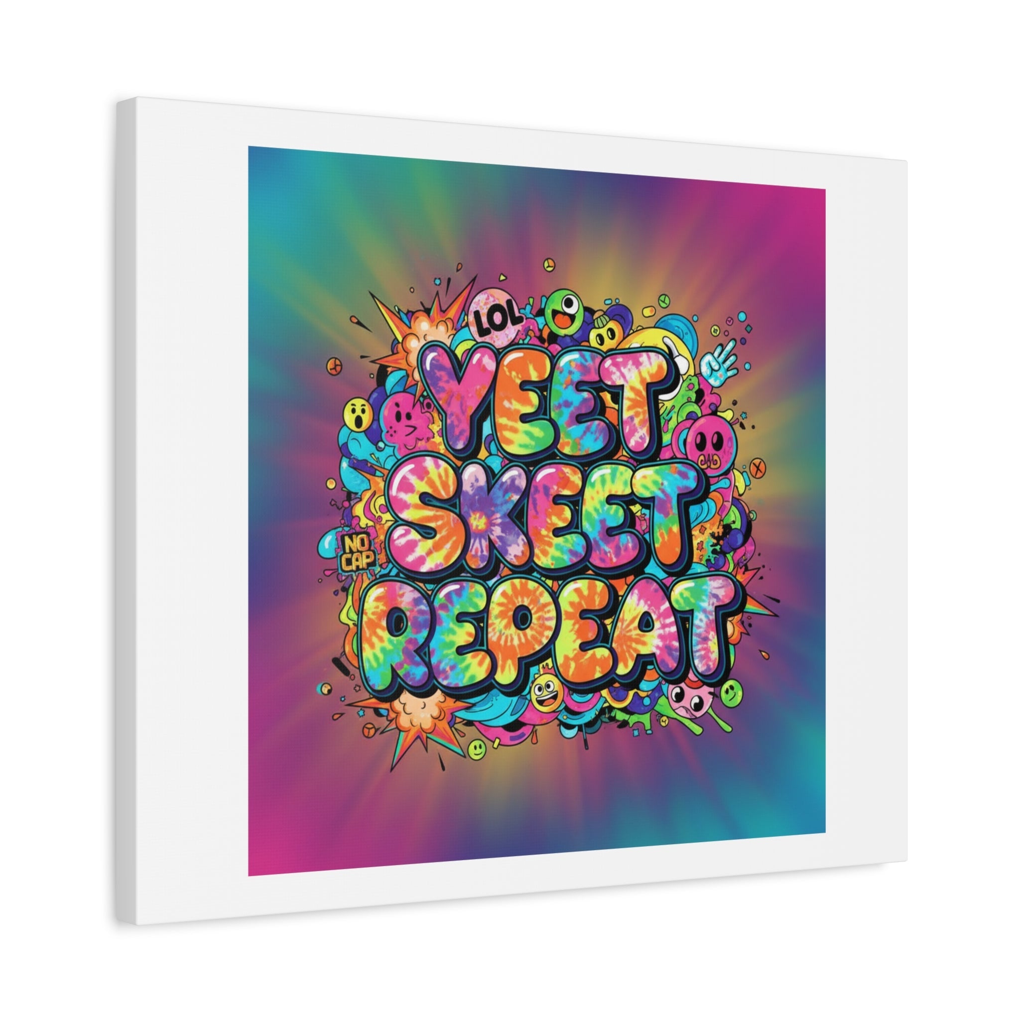 Yeet Skeet Repeat Canvas | Slogan & Glitch Graphic, Meme Phrase Wall Art