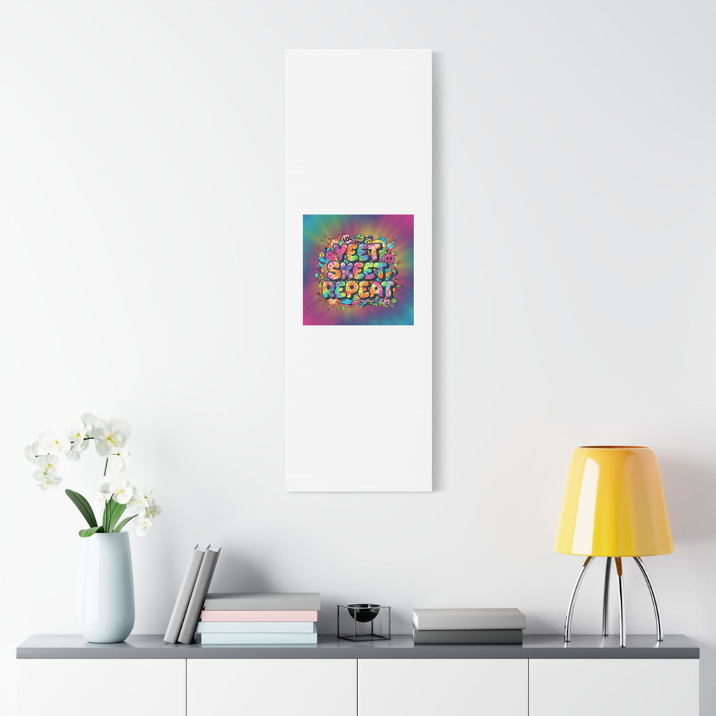 Yeet Skeet Repeat Canvas | Slogan & Glitch Graphic, Meme Phrase Wall Art