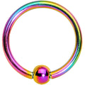 BodyCandy 16G 3/8 Rainbow Titanium Captive Ring — main product shot