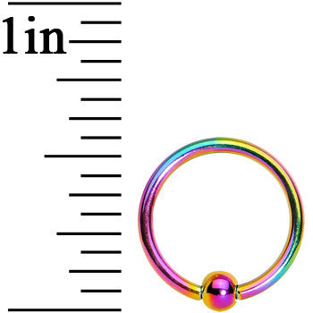 BodyCandy 16G 3/8 Rainbow Titanium Captive Ring — detail close-up