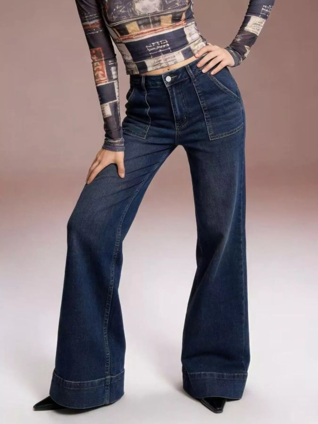 High-Waisted Flare Leg Jeans