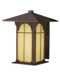 Aztec 14"H 1-Light Olde Brick Bronze Finish with Amber Honey Opal Glass Shade Outdoor Wall Lantern – LampsUSA