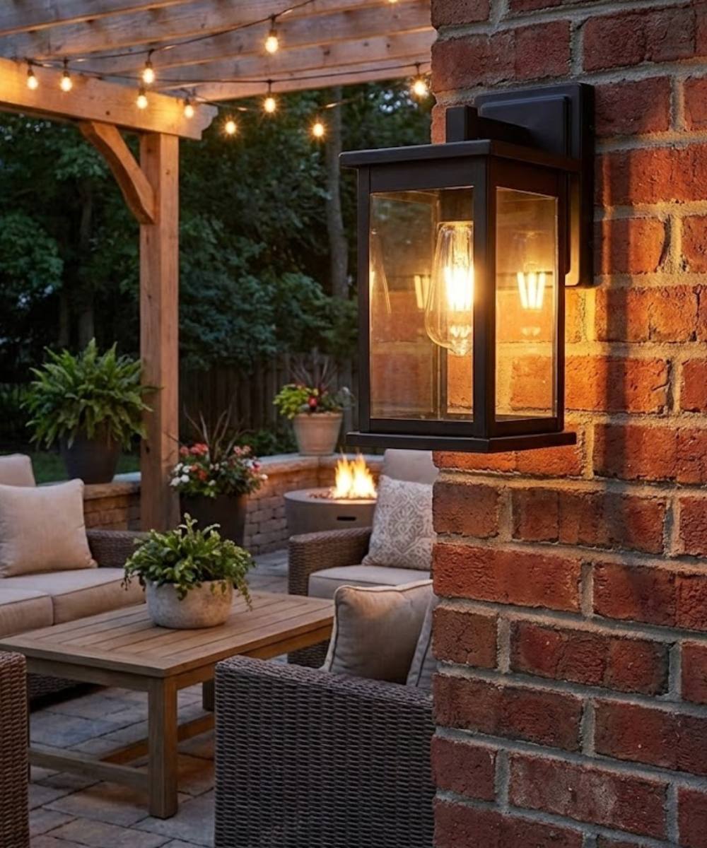 11"H Bowton II Outdoor Wall Light - Dusk to Dawn Matte Black Finish with Glass Shade by Millennium Lighting – LampsUSA, view 