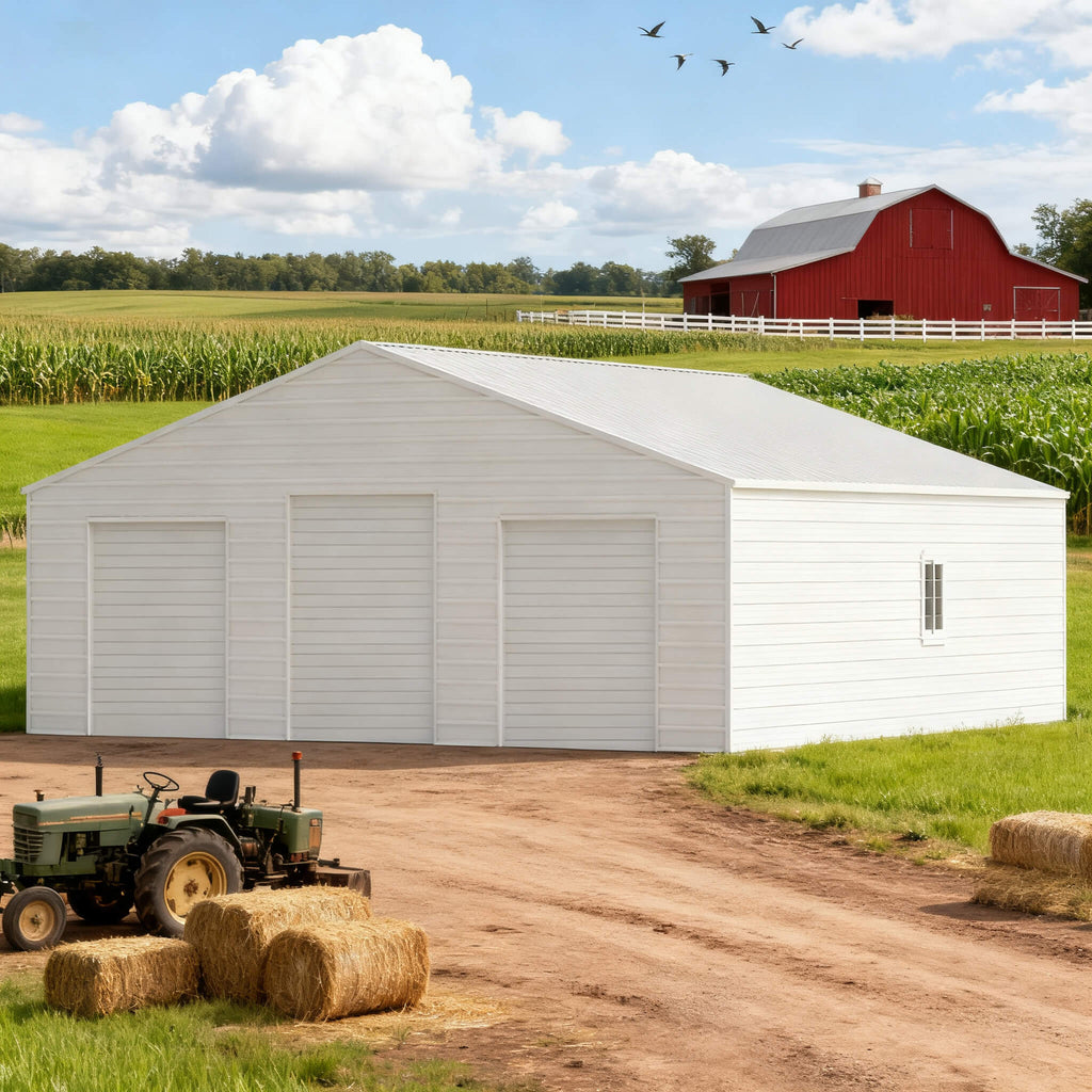 [39X39FT] Extra-Large Heavy-Duty Galvanized Steel Barn Building Shed With 3 Rolling Door Garages (SAK10234) – SAKSBY WHOLESAL