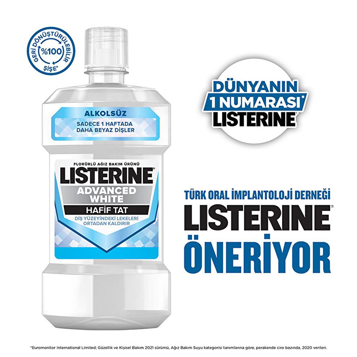 Listerine Advanced White Mouthwash for Whitening Teeth - 1000 ml Advanced Oral Care