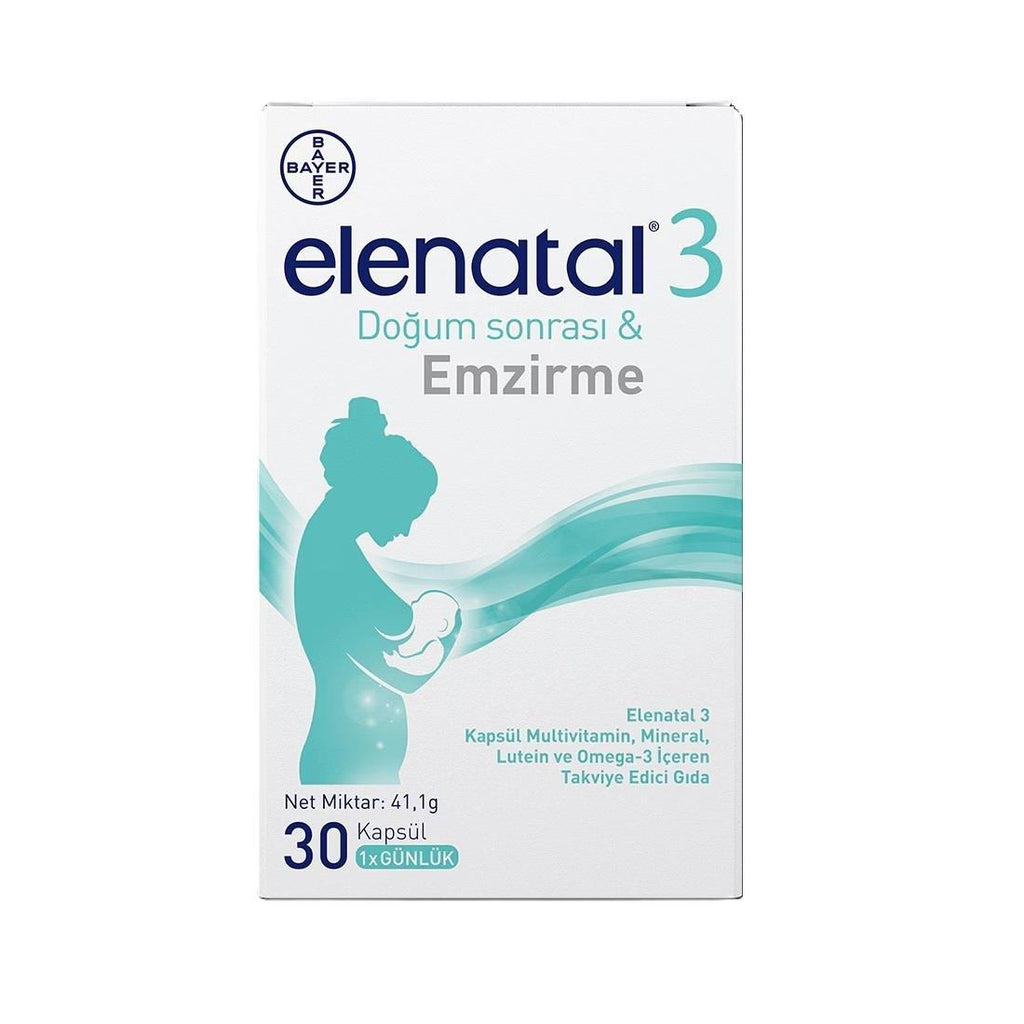 Elenatal 3 Postpartum Multivitamin Supplement for Breastfeeding Women - 30 Capsules
