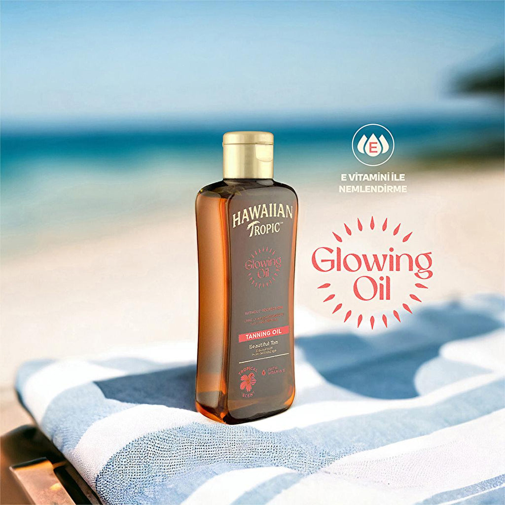 Hawaiian Tropic Glowing Coconut Tanning Oil: Long-Lasting Tan, Moisturizes, Water Resistant - Natural Bronzing Oil