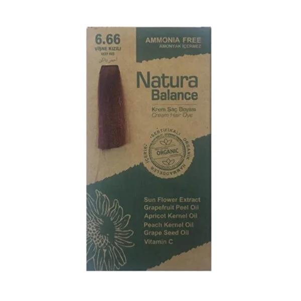 Natura Balance: Ammonia-Free Cherry Red Hair Dye (6.66) - Vibrant, Gentle Color, Perfect for Sensitive Scalp, Easy At-Home Krem Kit