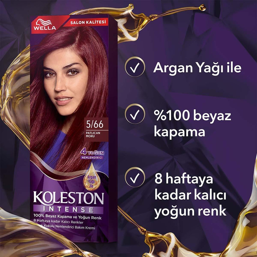 Wella Koleston Intense 5/66 Eggplant Purple Hair Dye: 100% Gray Coverage, Long Lasting, Argan Oil - Permanent At Home Color