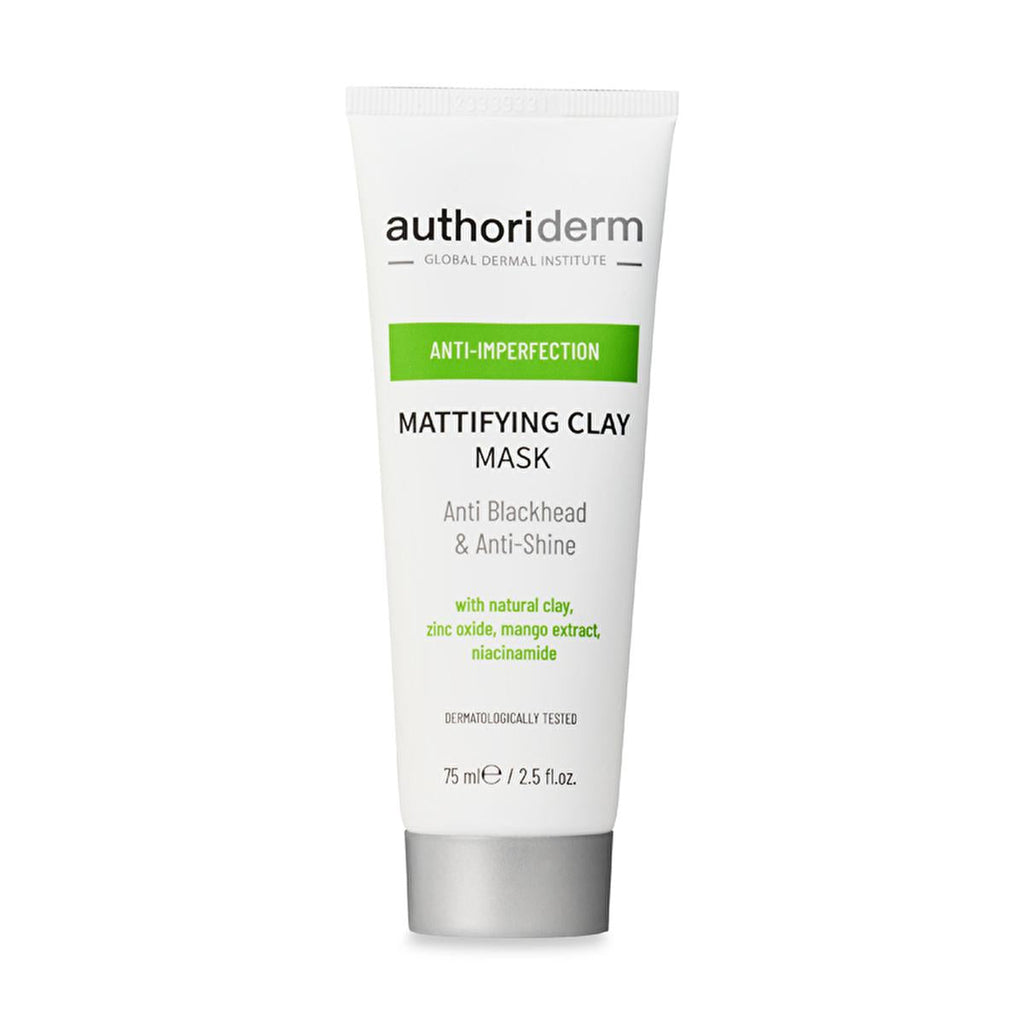 Authoriderm Clay Mask for Oily & Combination Skin: Natural Pore Tightening, Blackhead & Blemish Reduction - Mattifying Oil Control Face Mask