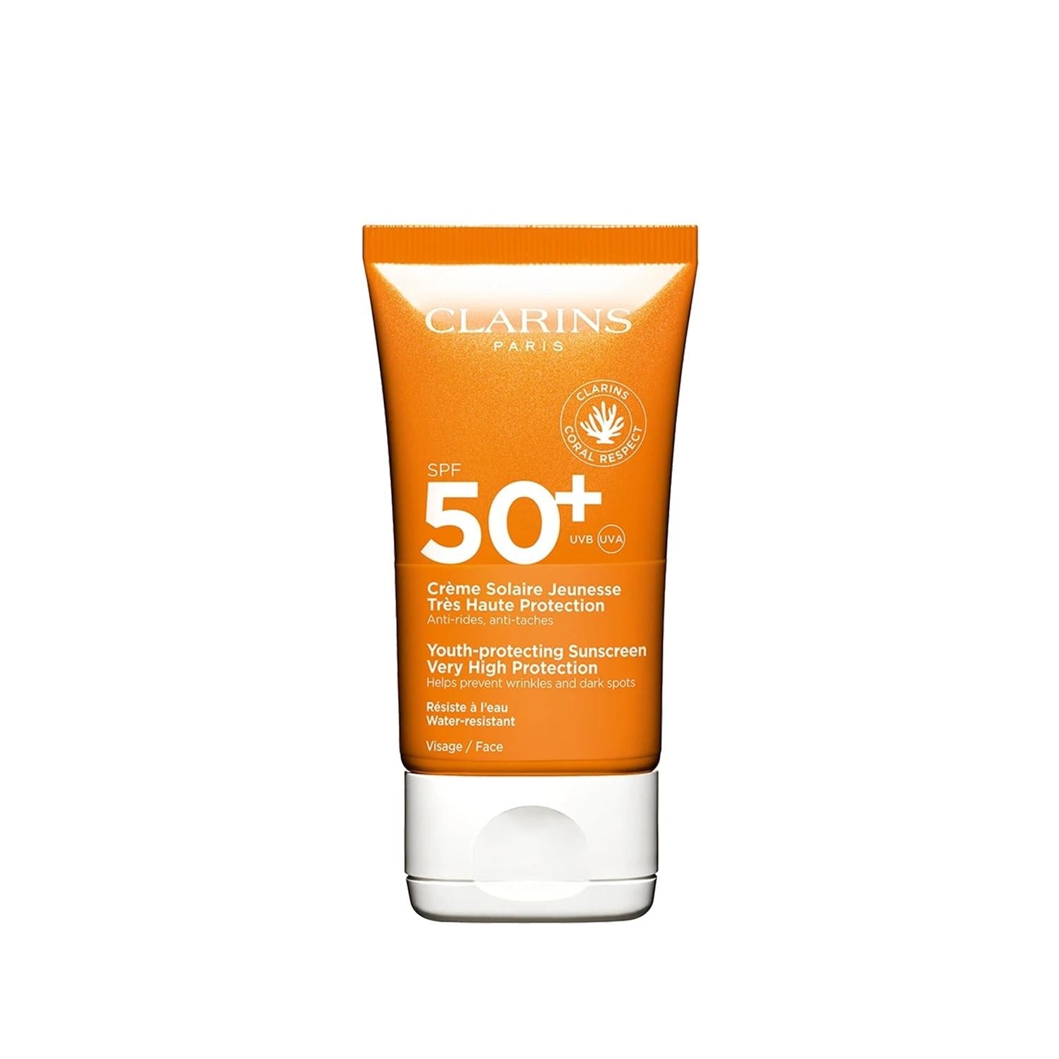Clarins Sun Youth Protecting Sunscreen SPF50+ - Anti-Aging Sun Protection 1.69 fl oz