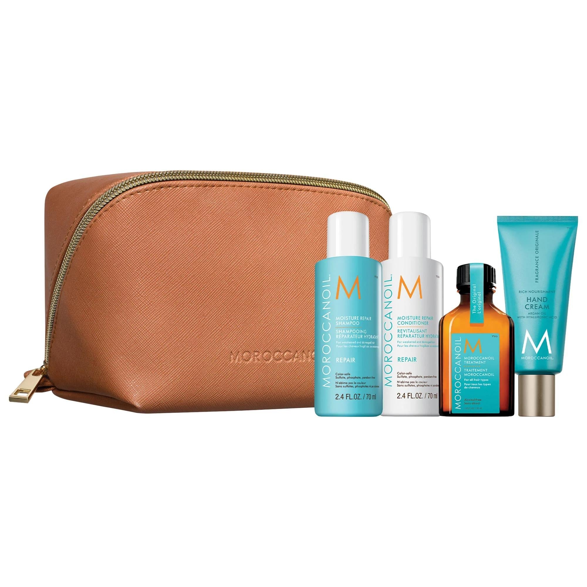 Moroccanoil Mini Hair Repair Kit: Treat Damaged, Dry Hair with Argan Oil - Sulfate & Paraben Free, Travel Size for Shine & Softness