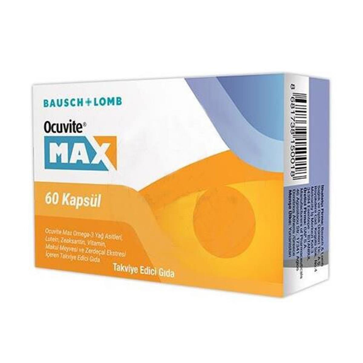 Bausch & Lomb Ocuvite Max - 60 Capsules with Omega-3, Lutein & Zeaxanthin
