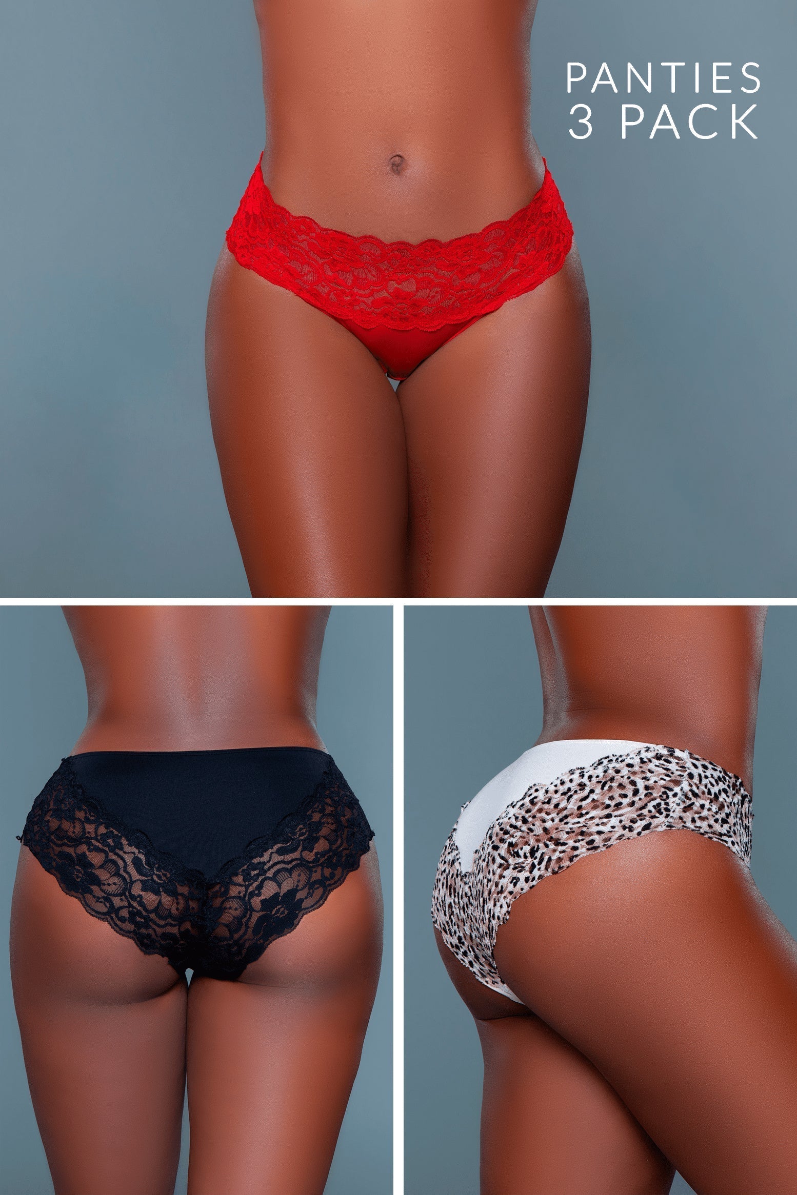 Love Spark Cove | Intimate Apparel, Pleasure Shop & Free Shipping 22103PK Arlo Bikini Panty 3 Pack — detail close-up