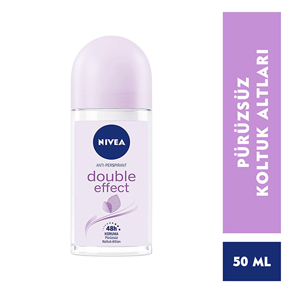 Nivea Double Effect Women's Deodorant Roll-On - 48-Hour Anti-Perspirant Protection, Alcohol-Free, Natural Avocado Extracts