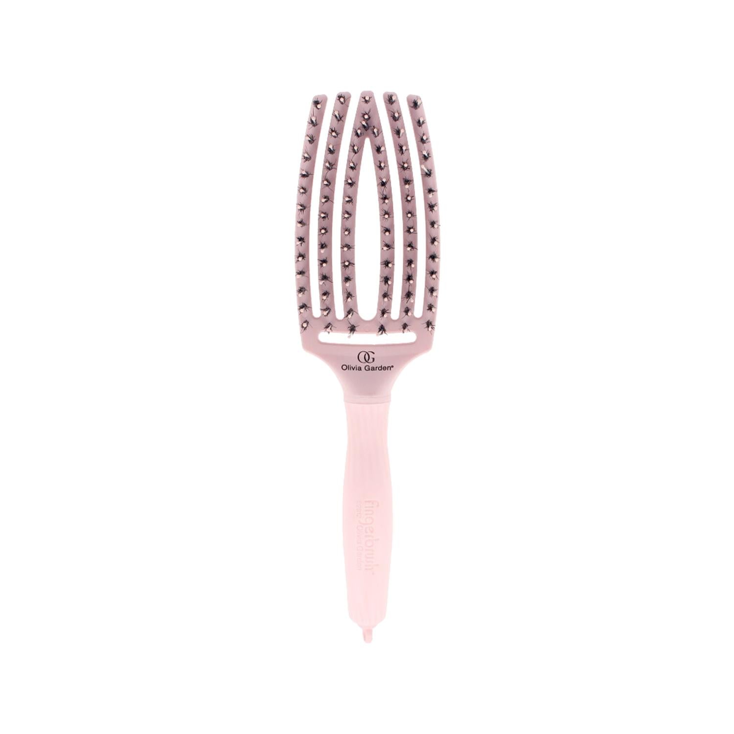 Olivia Garden Fingerbrush Care Iconic Boar Nylon Pastel Pink M - Gentle Care for Children and Sensitive Gums