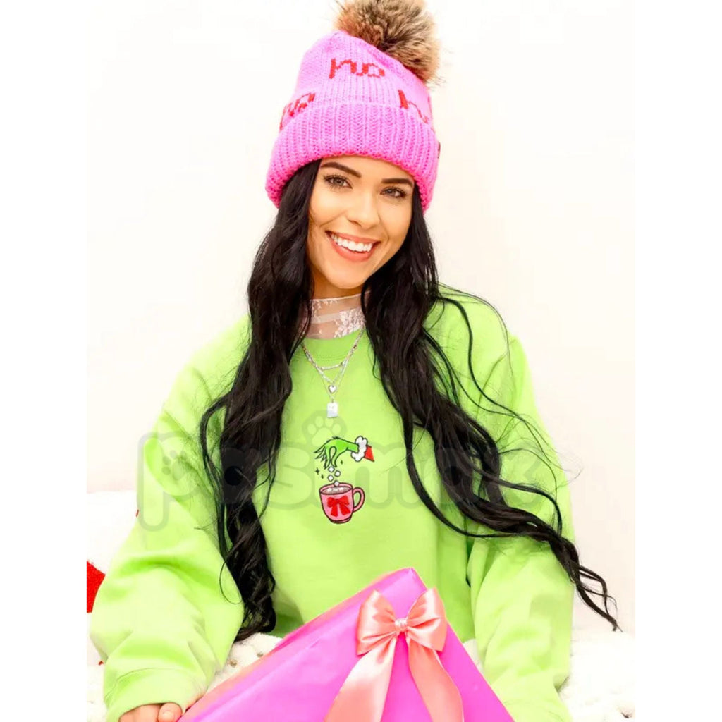 Pasimax Embroidered Christmas Drink Sweatshirt – Festive Holiday Beverage Crewneck — side view