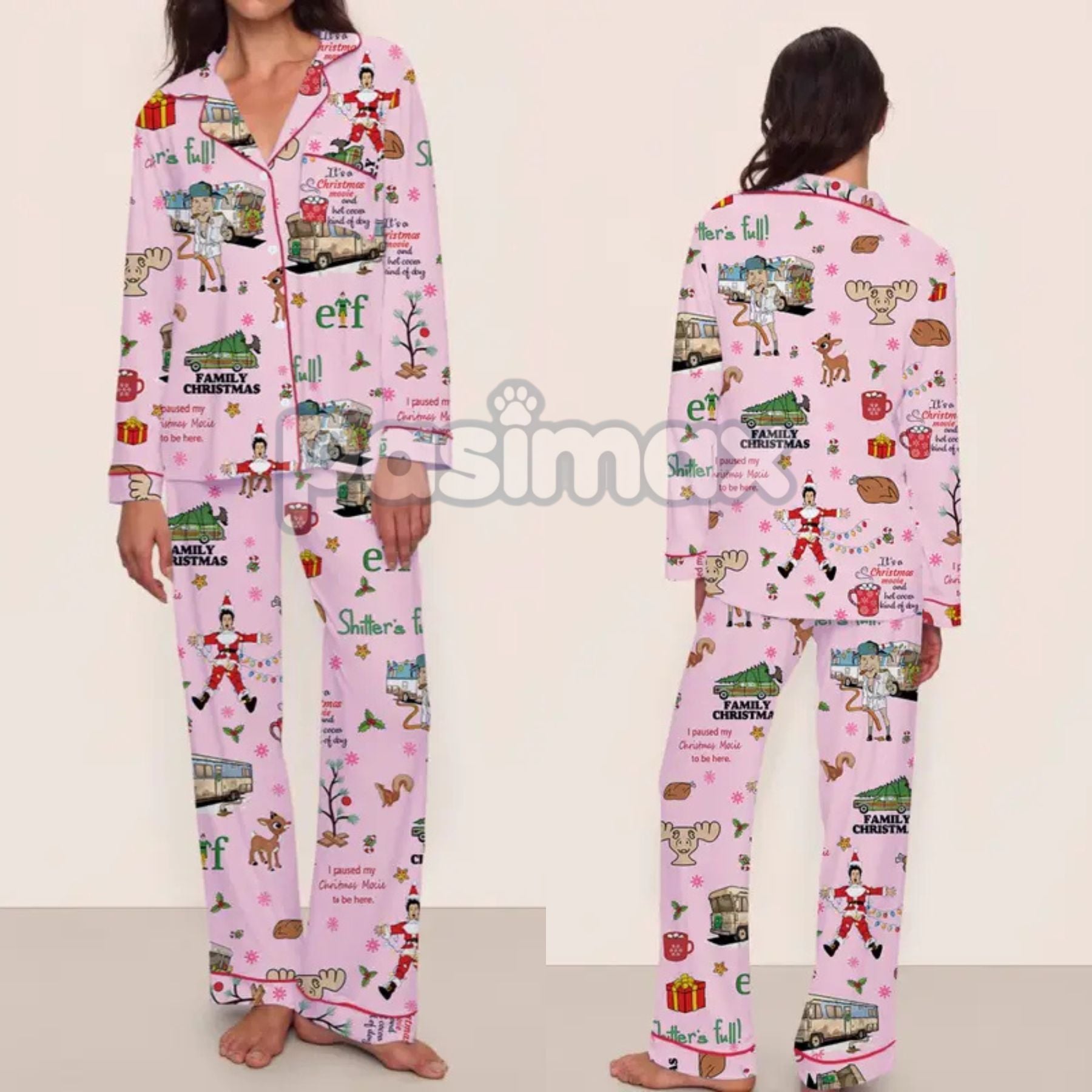 Pasimax Women's Christmas Pajama Set — detail close-up