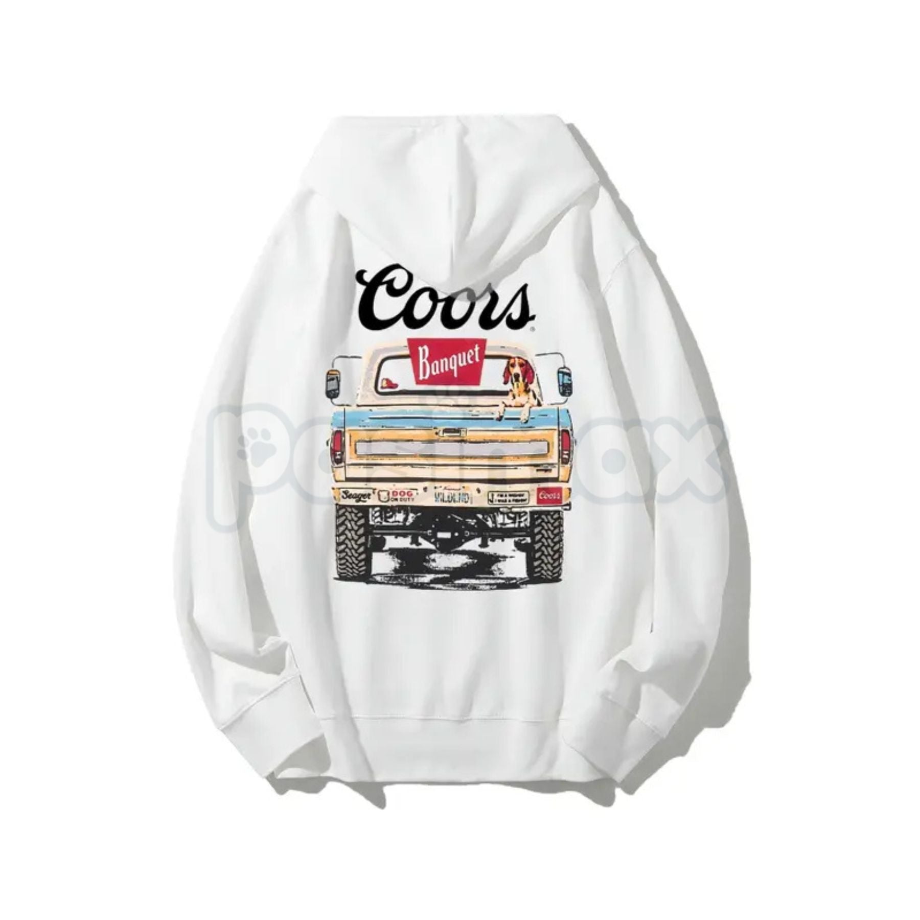 Pasimax Coors Banquet Retro Truck Hoodie – Vintage Beer Brand Pullover, Classic Truck Graphic, Unisex Fan Apparel — lifestyle