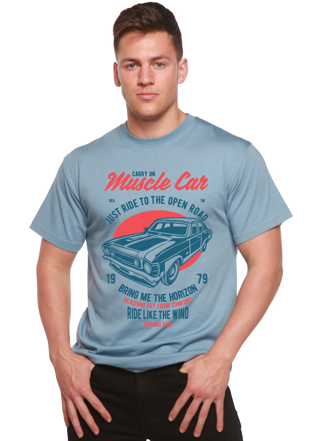 Spun Bamboo Muscle Car Spun Bamboo® Men's Bamboo Viscose/Organic Cotton Short Sleeve Graphic T-Shirt — side view