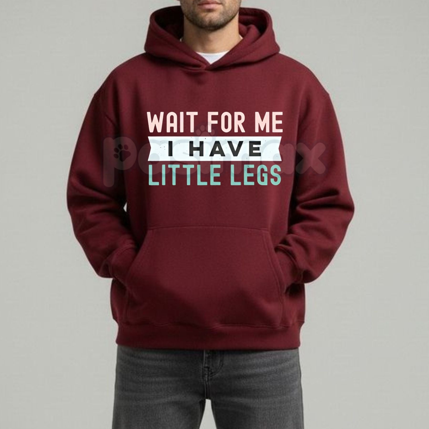 Pasimax "Wait For Me I Have Little Legs" Funny Hoodie – Sarcastic Corgi & Short People Humor Pullover, Cute Graphic Gift, Uni