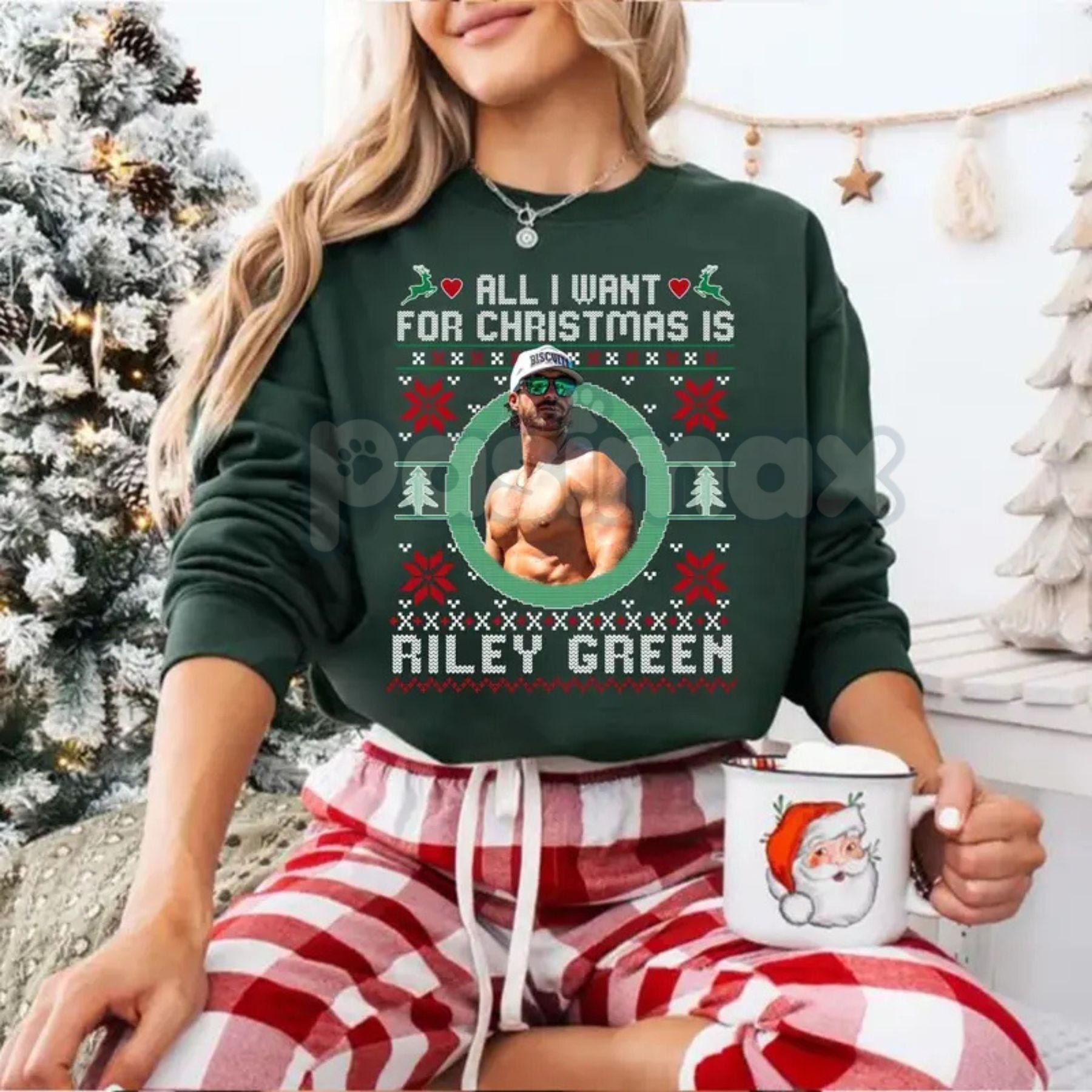 Pasimax All I Want For Christmas Is Riley Green Sweatshirt | Country Music Fan Holiday Crewneck | Ain't No Better Christmas J