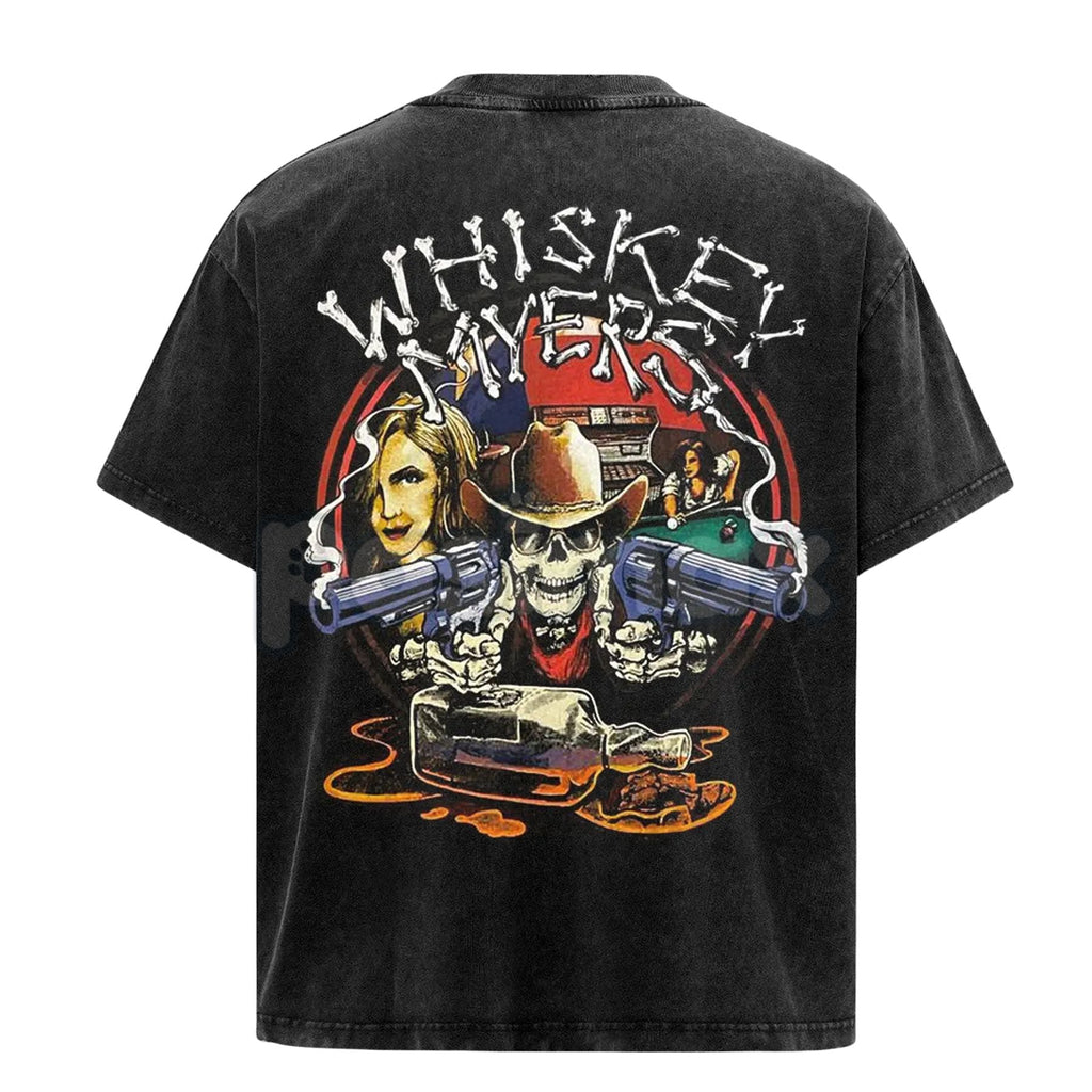 Pasimax Whiskey Myers Skeleton Cowboy T-Shirt – Revolvers Southern Rock Band Tee, Black Vintage Shirt — lifestyle context