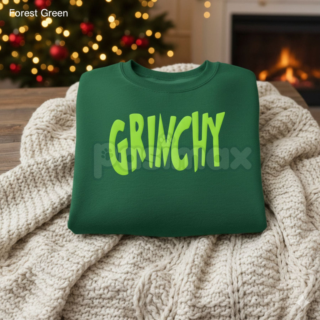 Pasimax Minimalist GRINCHY Sweatshirt – I'm Only Here For The Presents Holiday Crewneck — lifestyle context