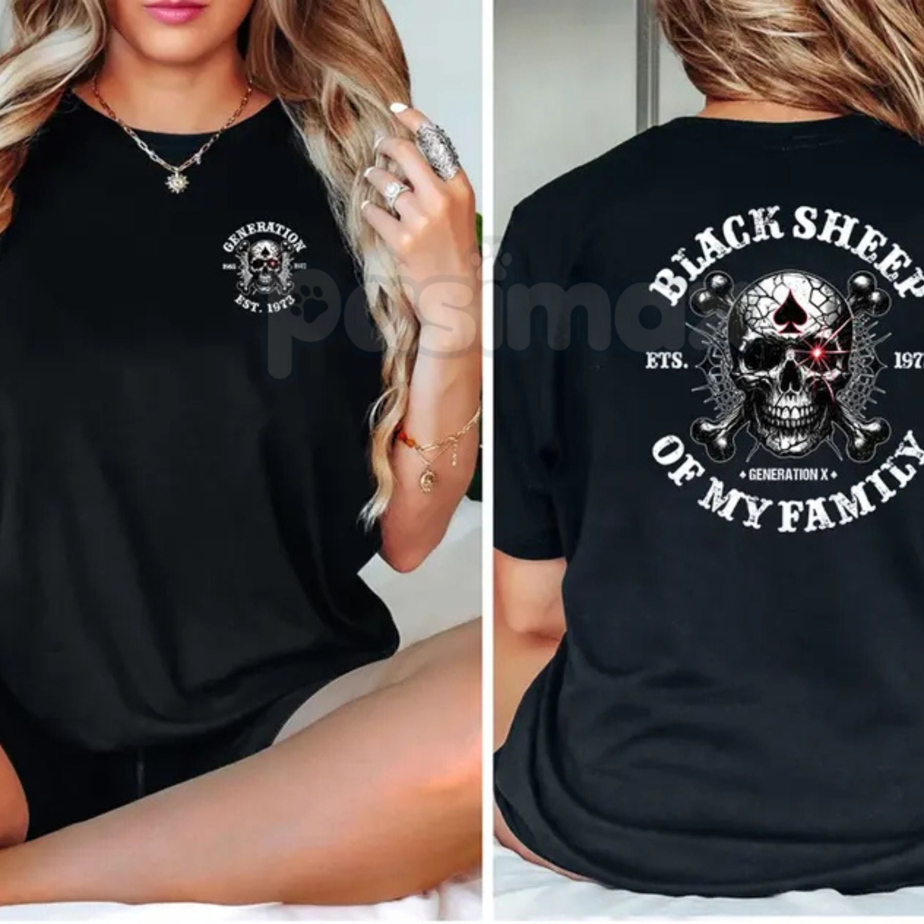 "Black Sheep of the Family" Gen X T-Shirt – Personalized Generation X USA Graphic Tee, Premium 100% Cotton 1965-1980 Birth Year Top, Soft Lived-In Heavyweight Sarcastic Shirt, Made in USA