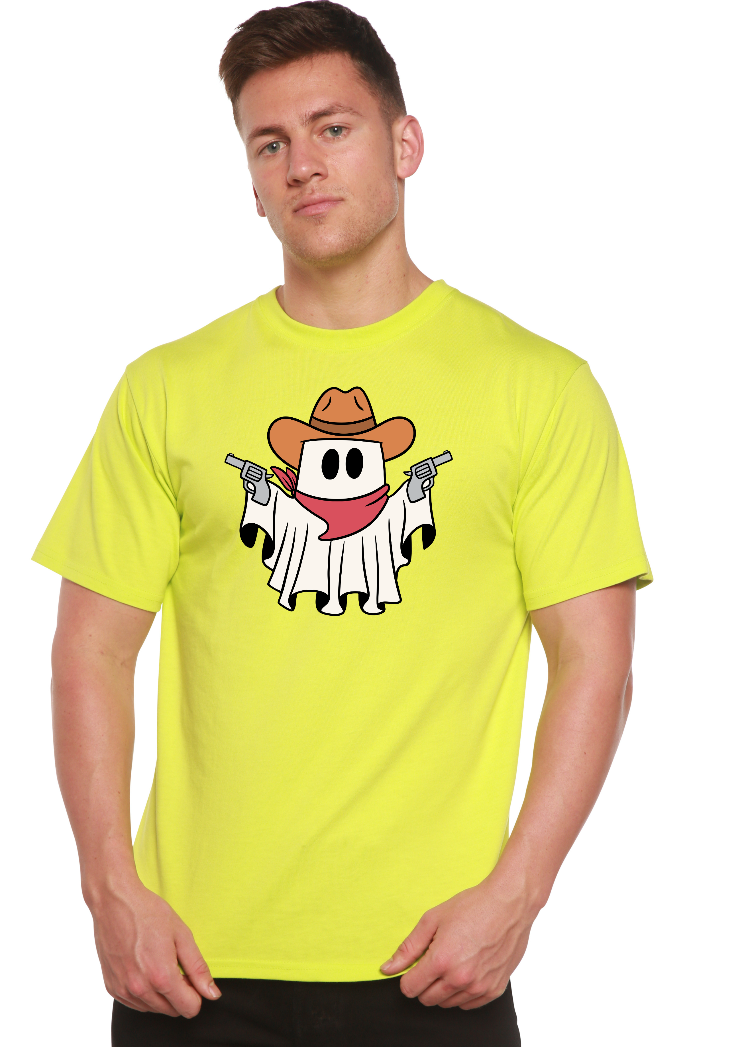 Spun Bamboo Cowboy Ghost Unisex Bamboo Viscose/Organic Cotton Short Sleeve Graphic T-Shirt — packaging