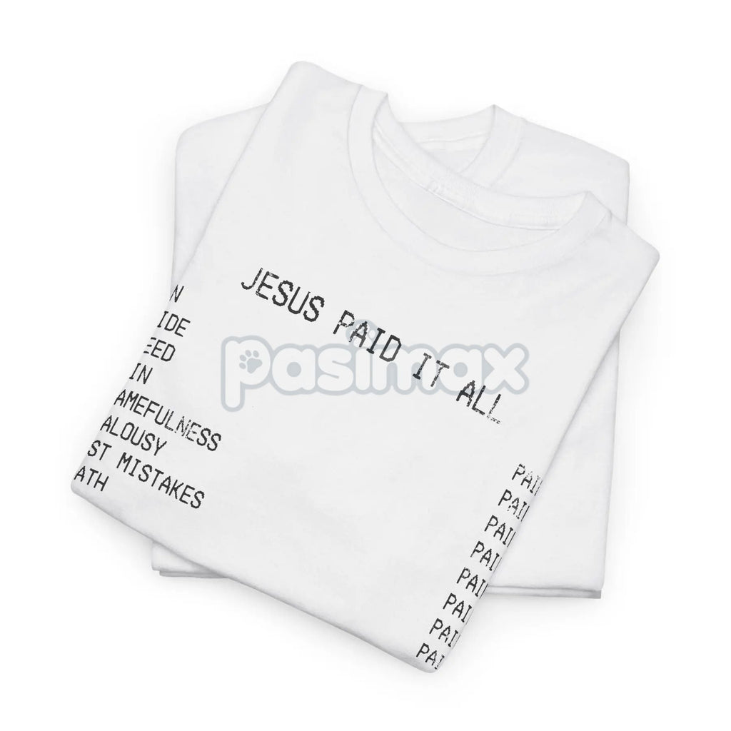 Pasimax "Jesus Paid It All" Classic Christian Tee — lifestyle context