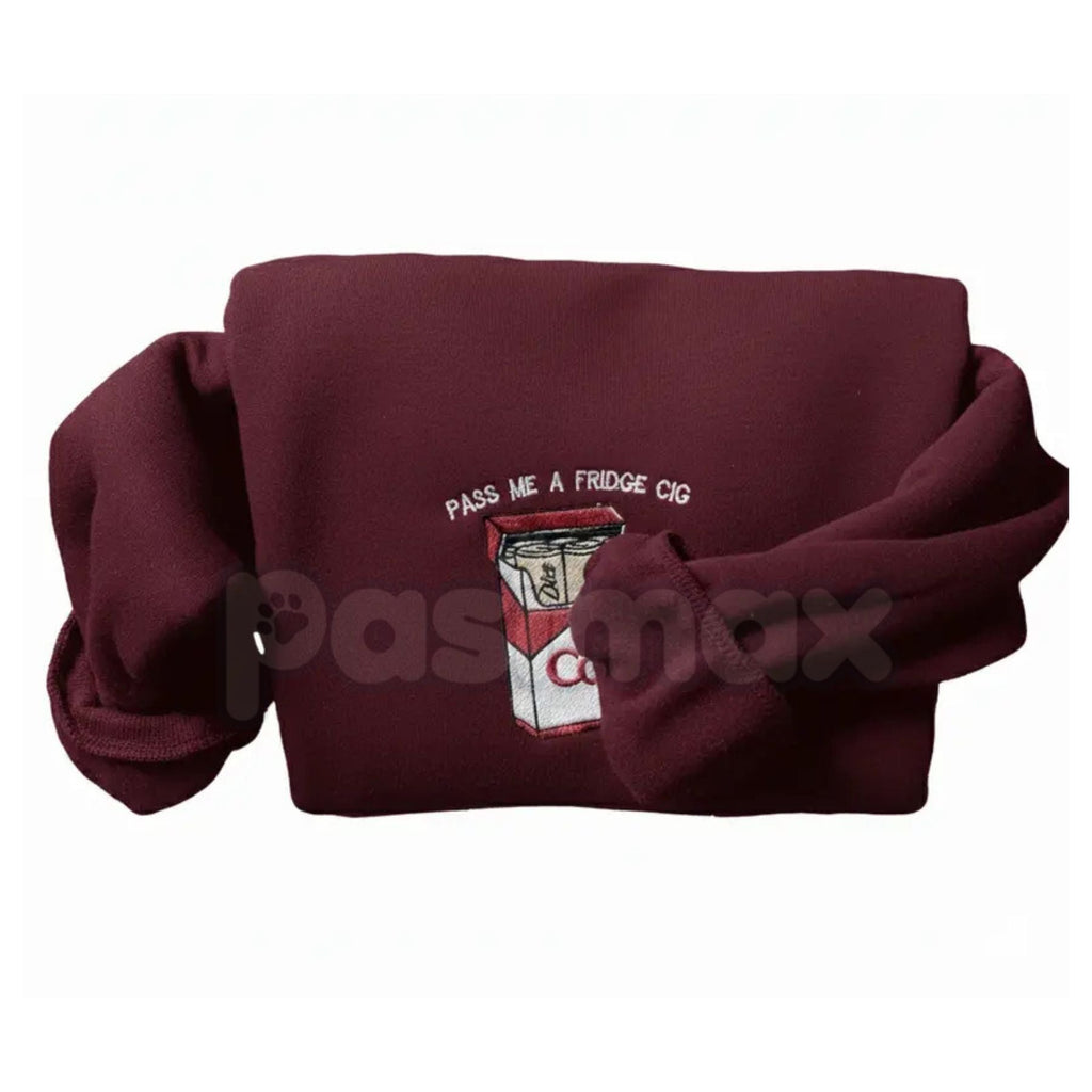 Pasimax Funny Embroidered "Pass Me A Fridge" Sweatshirt – Humorous Quote Crewneck — lifestyle context