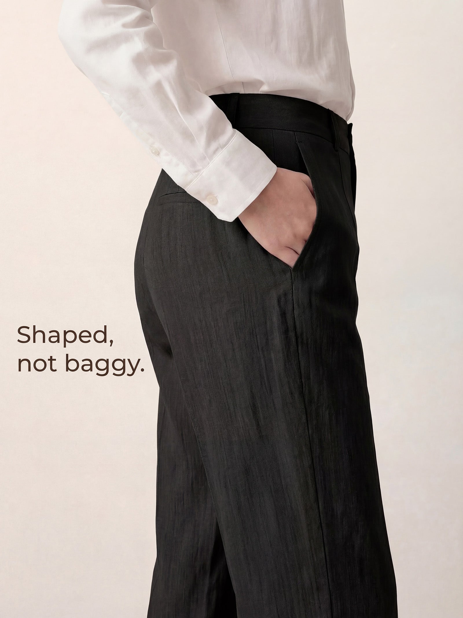 LINTICO Linen Tailored Wide Leg Full Length Pants LEIGHTON — bottoms-pants-linen blend category context