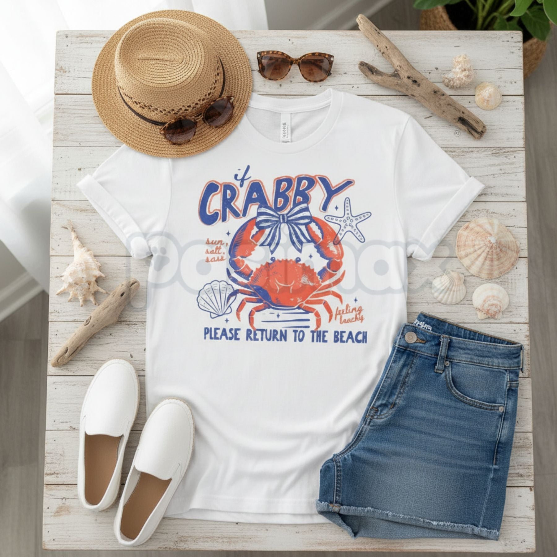 Comfort Colors® "If Crabby" Retro T-Shirt – Funny Sarcastic Women's Graphic Tee, Trendy Coastal Aesthetic Shirt, Humorous Nautical Gift for Her