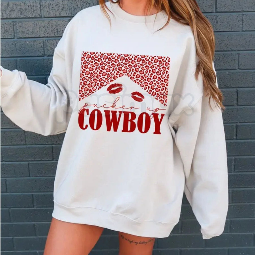 Pasimax Western Valentine Cowboy Sweatshirt | Retro Howdy Valentine Crewneck | Vintage Cowboy Boots Heart Shirt | Coastal Cow