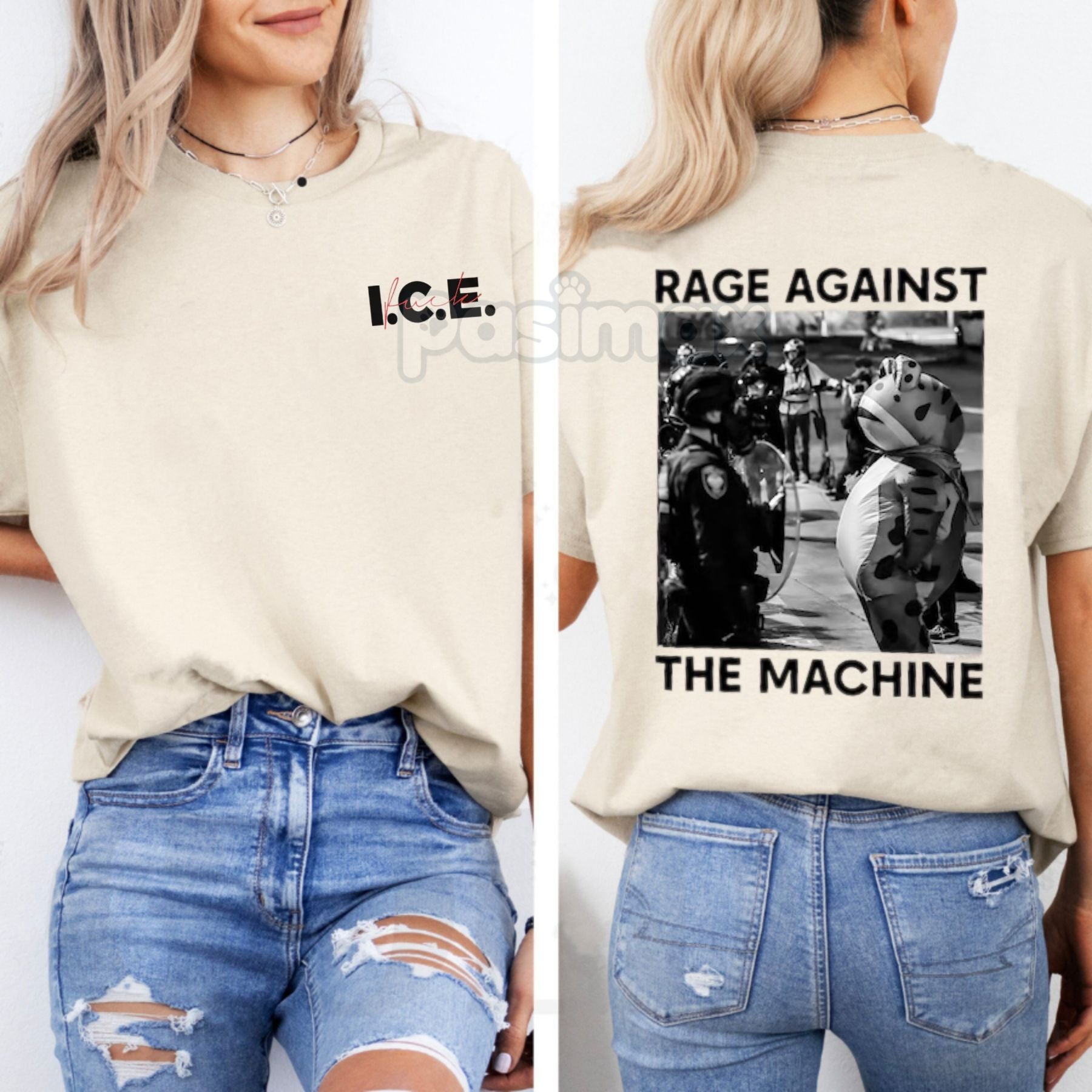 Pasimax Portland Frog "No Deportation" T-Shirt - Rage Against The Machine ICE Out Social Justice Tee, Two-Sided Graphic — lif