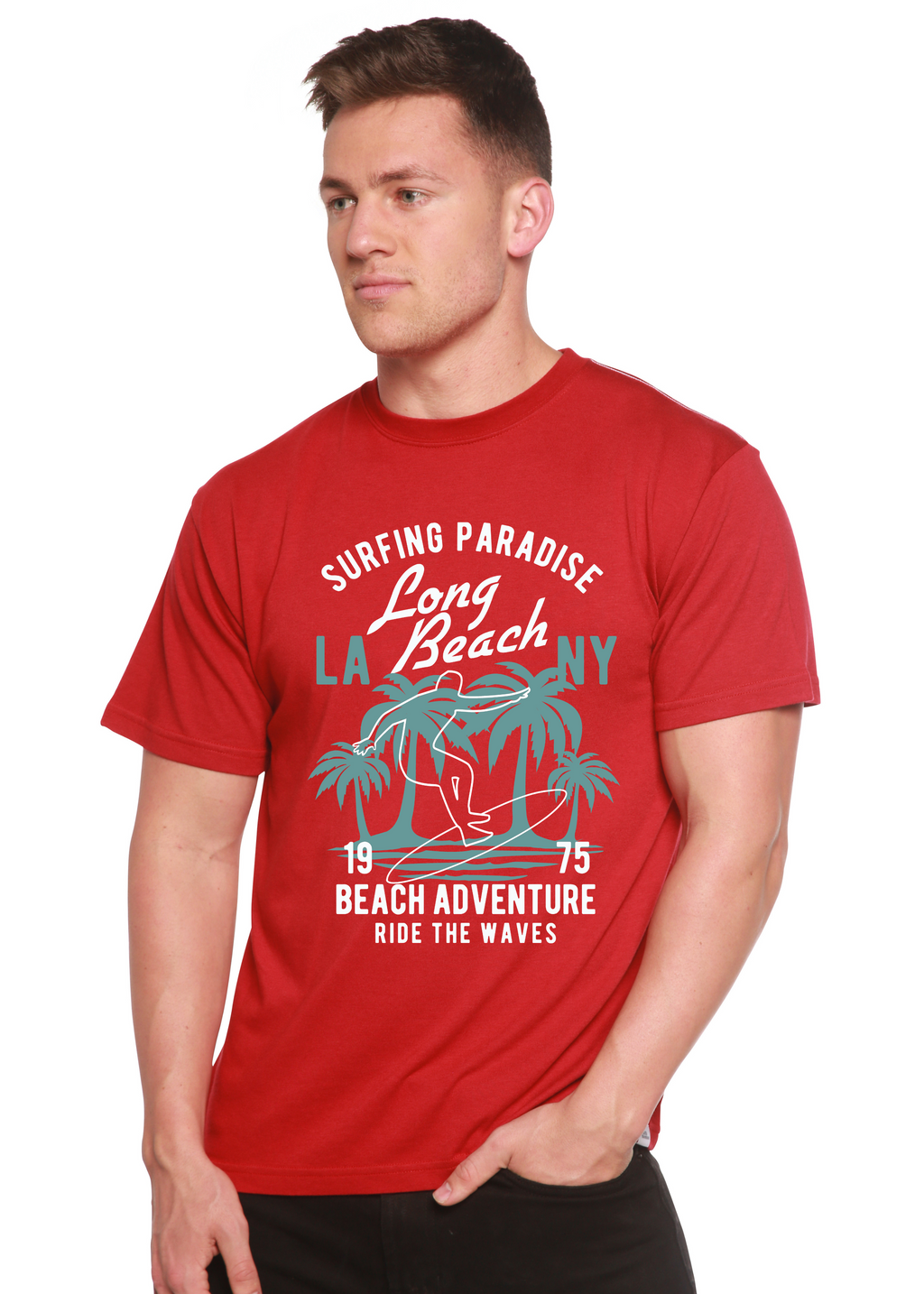 Spun Bamboo Beach Adventure Men's Bamboo Viscose/Organic Cotton Short Sleeve Graphic T-Shirt — alternative angle