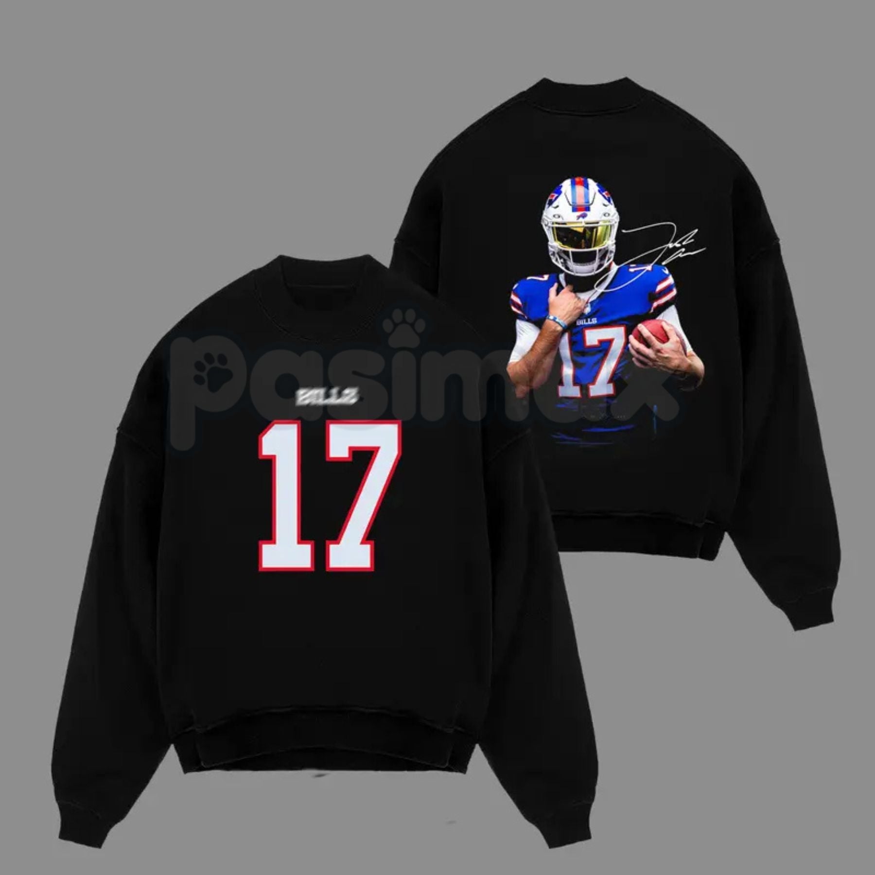 Pasimax Bills Mafia Fit – Josh Allen 17 MVP Cotton Hoodie, Soft & Comfortable Sweatshirt and T-Shirt — lifestyle context