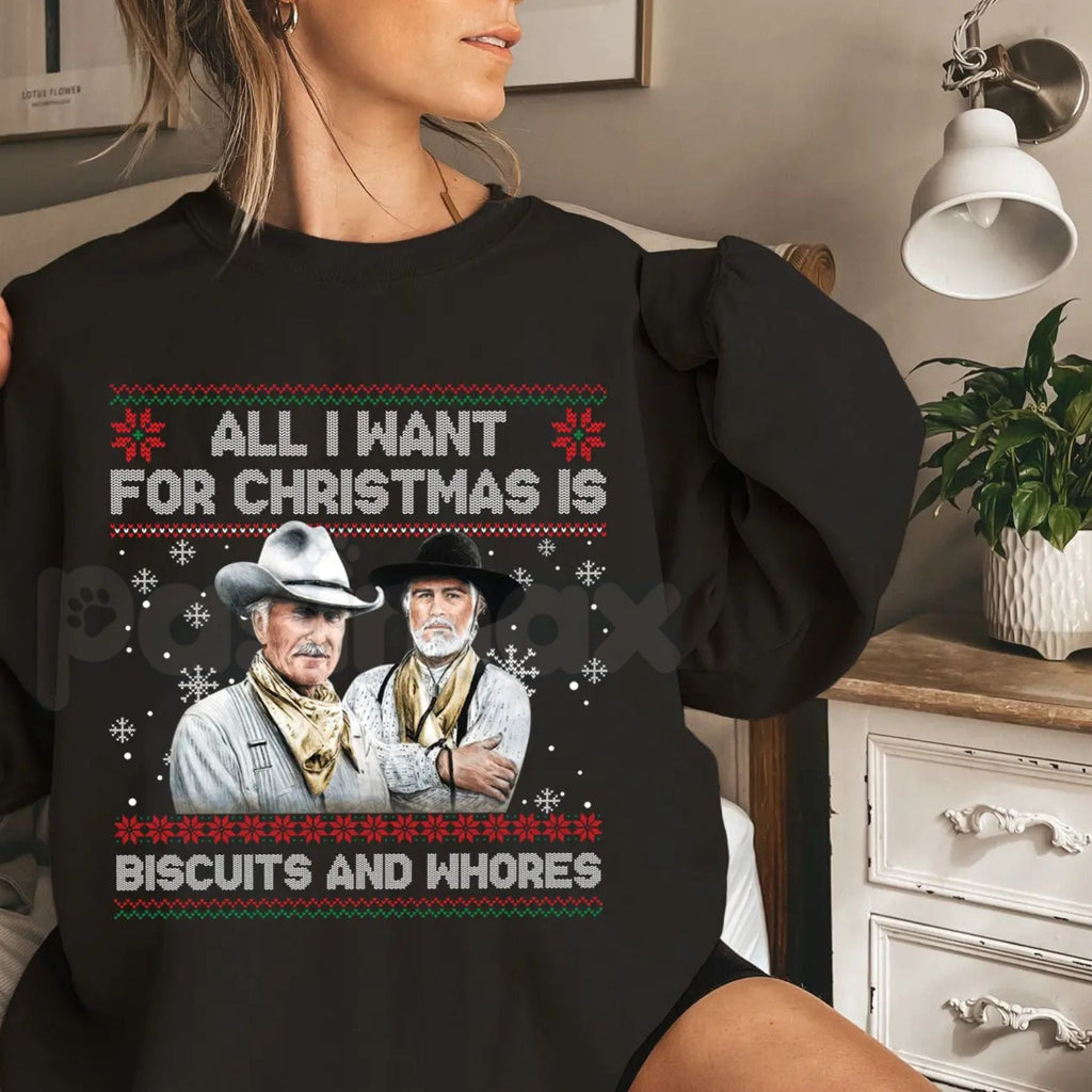 Pasimax Funny Christmas Vacation Quote Ugly Sweatshirt | "Holy Shit Where's the Tylenol" Jumper | Funny Western Movie Shirt I