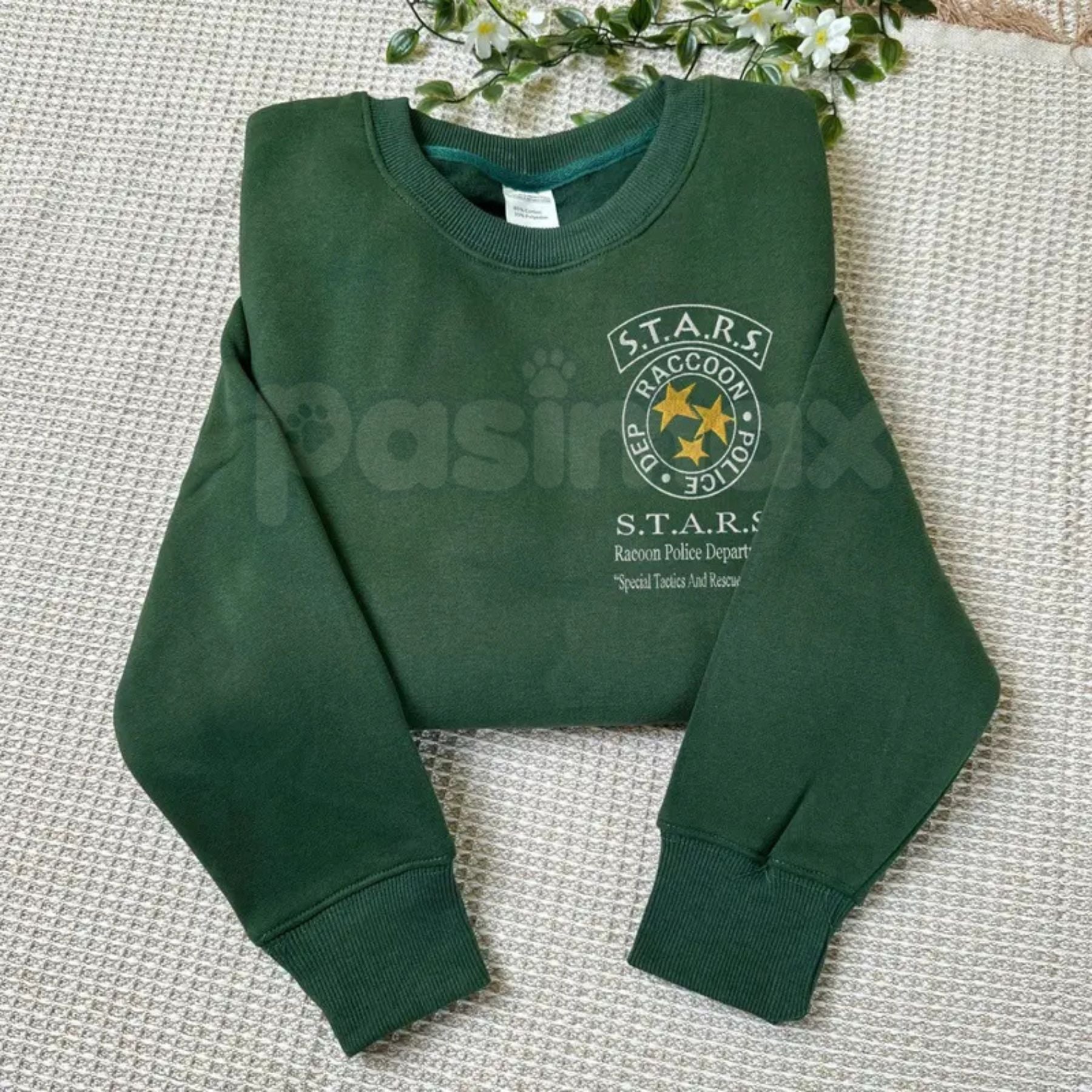 Pasimax Resident Evil Umbrella Corp Embroidered Sweatshirt – S.T.A.R.S. Survival Horror Crewneck — lifestyle context