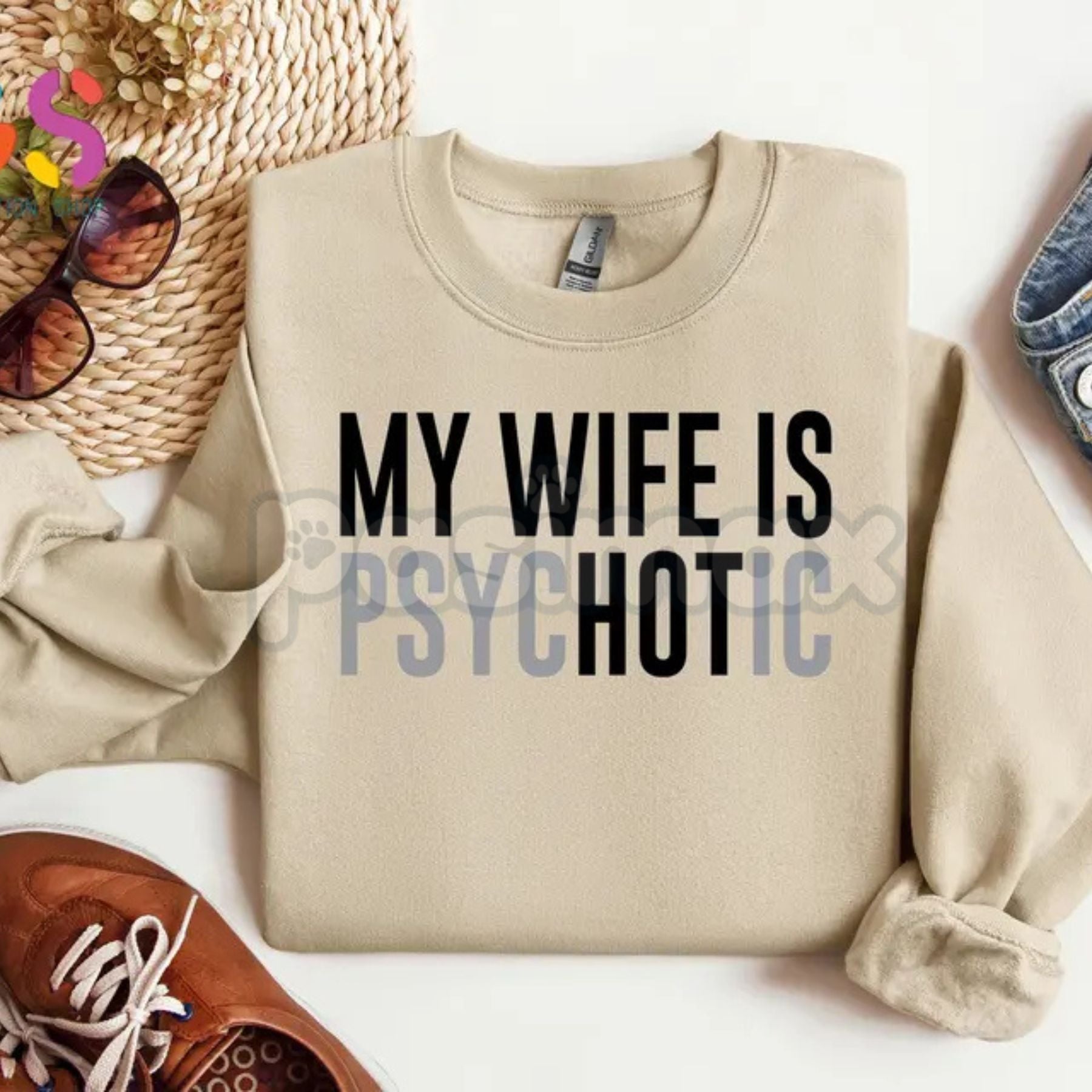 Pasimax My Wife Is Psychotic Sweatshirt | Funny Marriage Humor Jumper | Sarcastic Husband Gift Crewneck | Dark Comedy Relatio