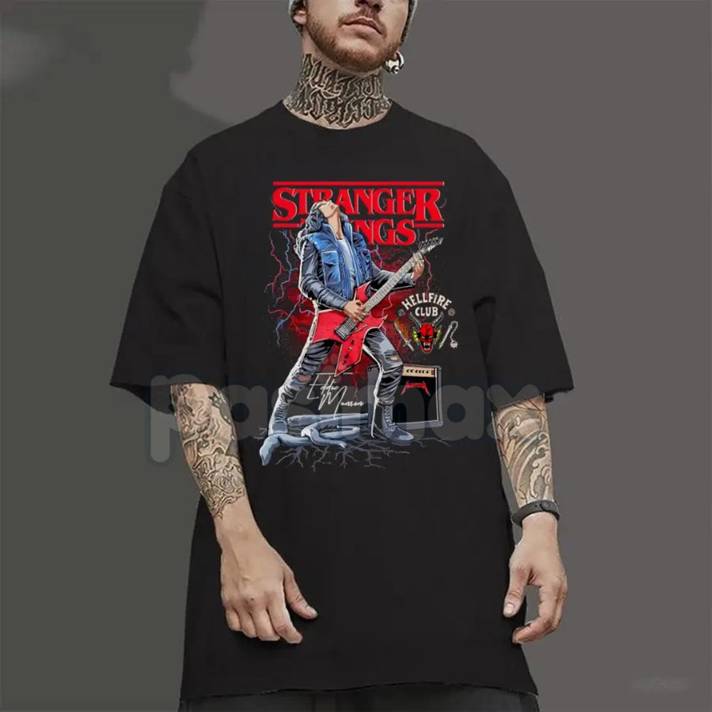 Pasimax Eddie Munson Tribute T-Shirt - Stranger Things Hellfire Club Leader Tee, Vintage Metal Dungeons & Dragons Apparel, 80