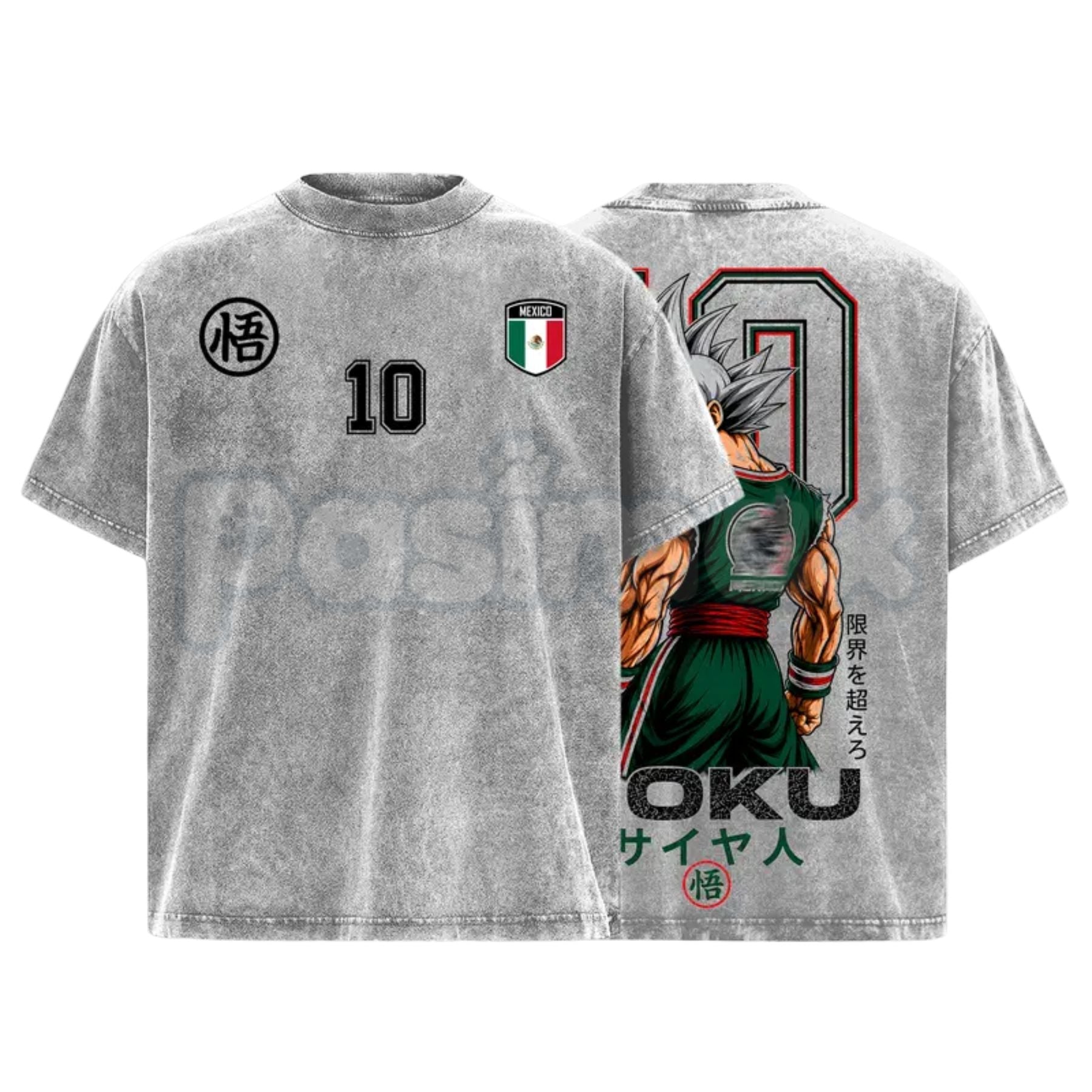 Mexico Global Football 2026 T-Shirt – Retro Saiyan Warrior Anime Soccer Graphic Tee, Vintage Washed Mexico Football Lightweight Cotton Top