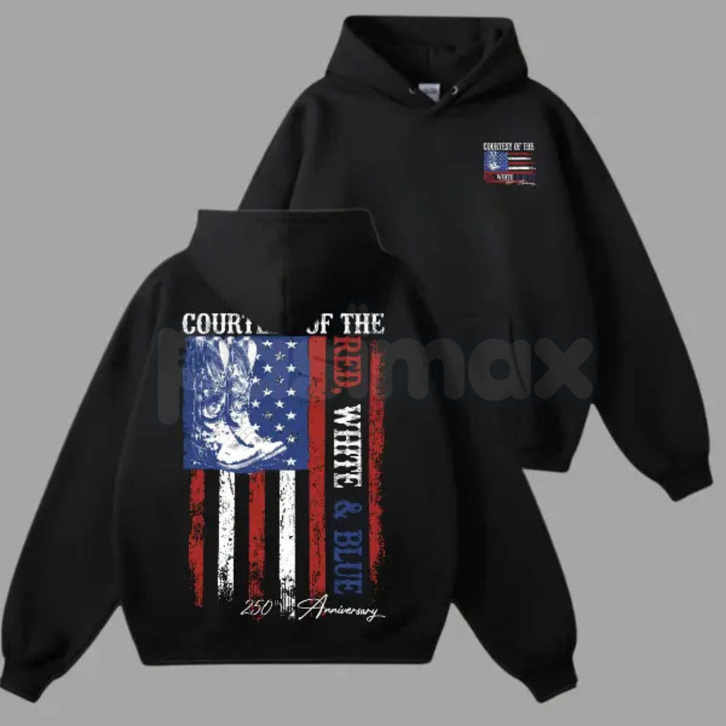 Pasimax Courtesy of Red White and Blue 250th Anniversary Hoodie – 2026 USA Semiquincentennial Patriotic Pullover, Toby Keith 