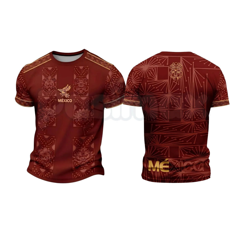 Mexican Aztec Totem Print Loose T-Shirt – Ancient Cultural Graphic Tee, Relaxed Fit Streetwear