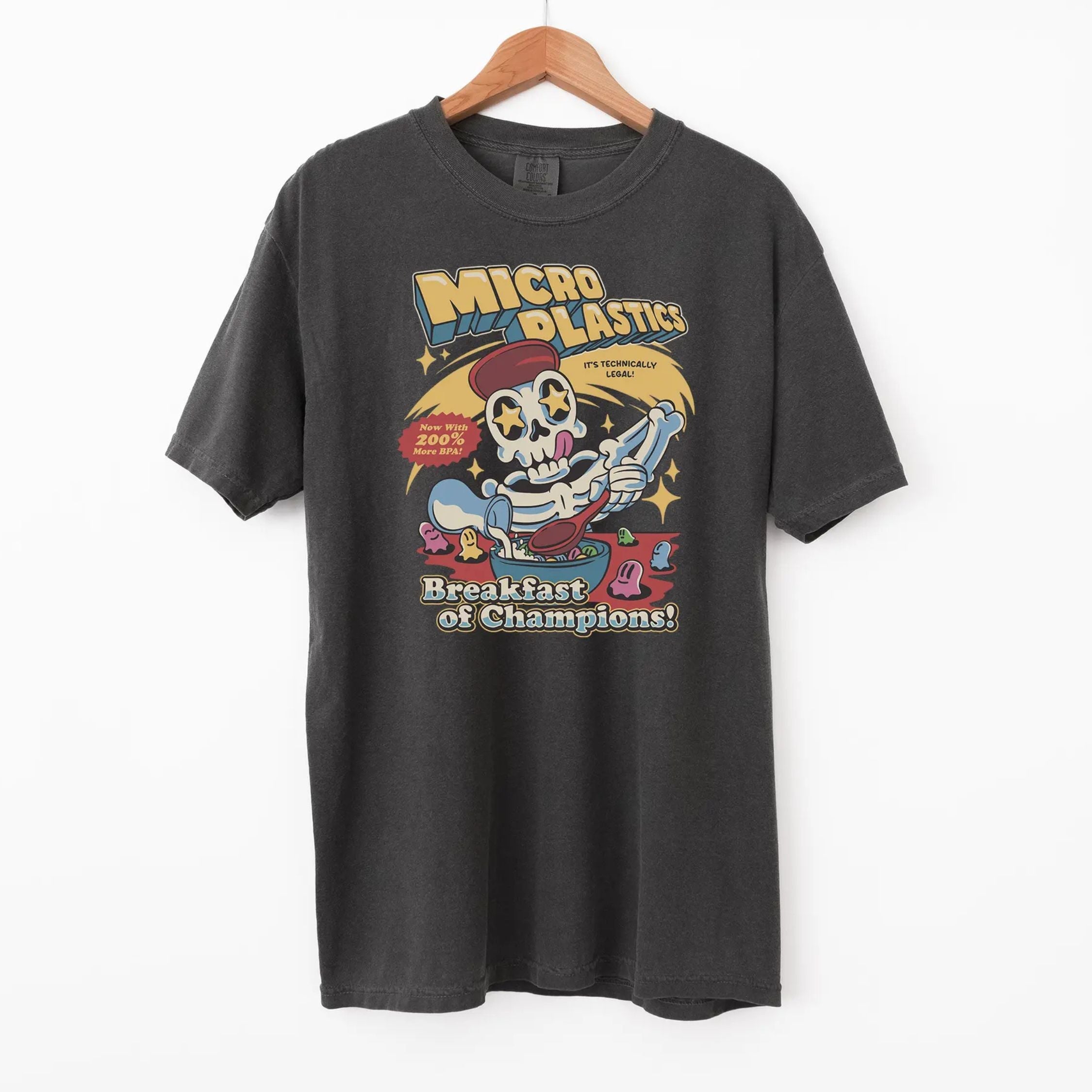 Pasimax Micro Plastics Breakfast Skull Comfort Colors Shirt — lifestyle context