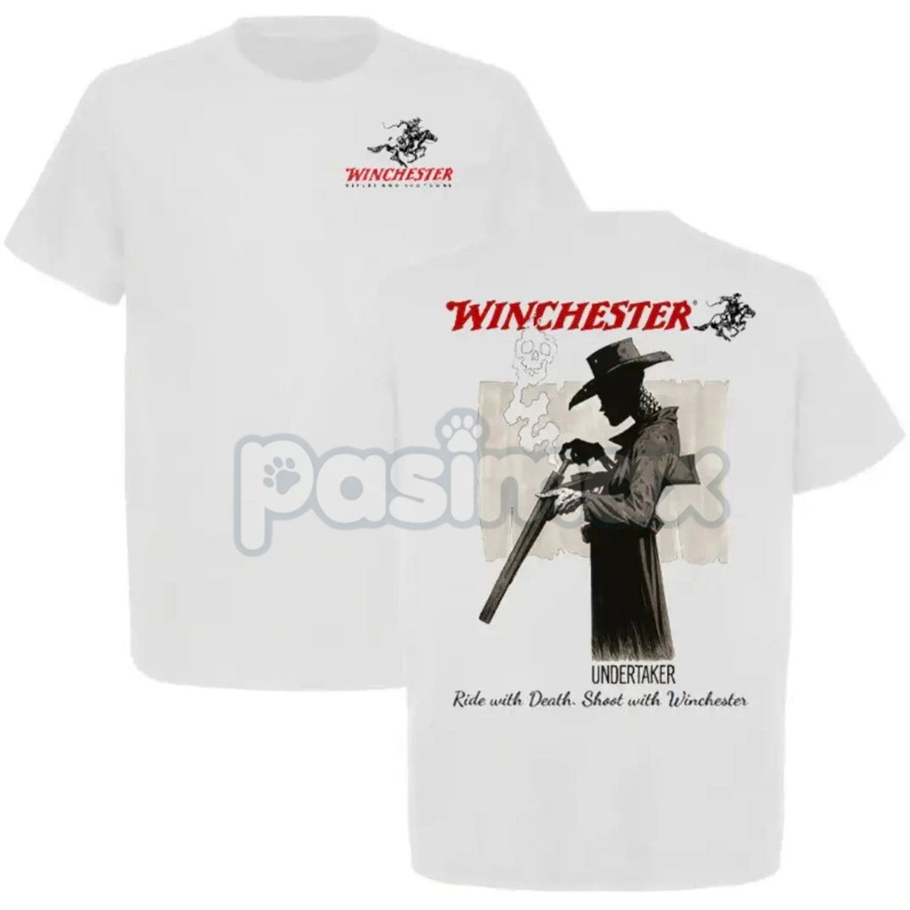 Pasimax Winchester Undertaker T-Shirt - Grim Reaper Cowboy Graphic Tee, Skull & Rifle Western Streetwear, Unique Vintage Top 